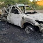 Сгорівша машина від ворожого дрону