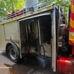 Пошкоджена машина ДСНС внаслідок удару дроном