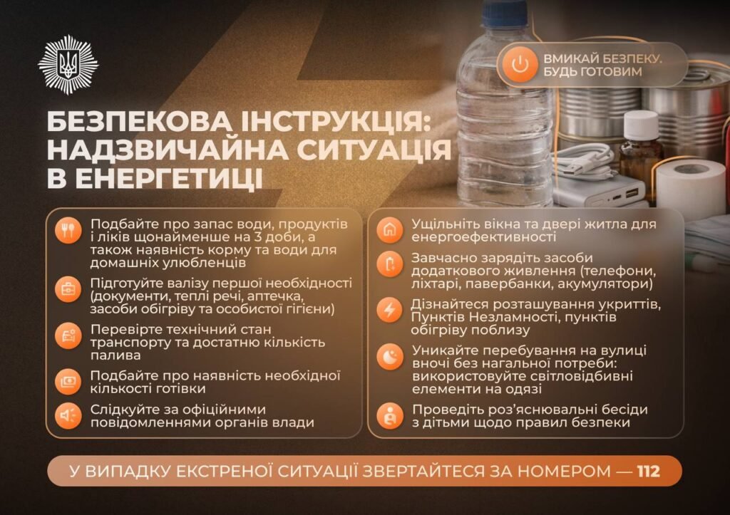 МВС попереджає про можливі збої в енергетиці: що варто підготувати заздалегідь